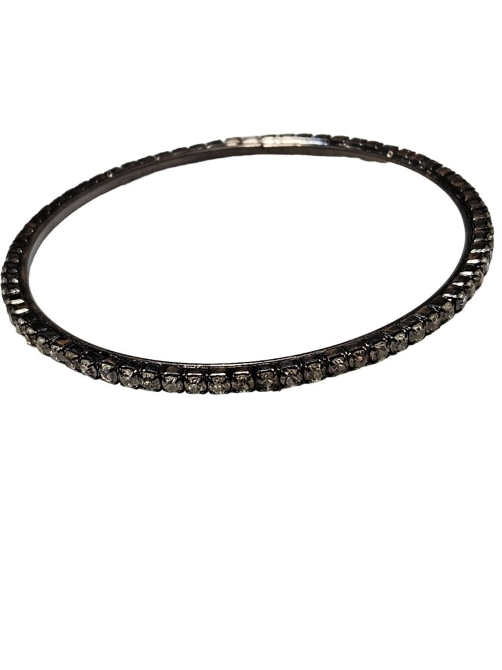 Vintage Rhinestone Bangle Bracelet  Silver Tone Classic Minimalist Jewelry Women
